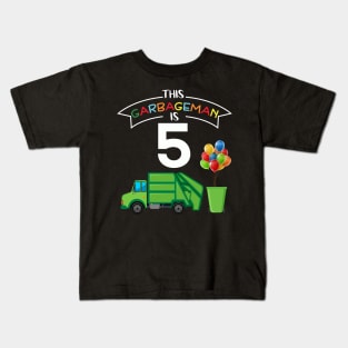 This Garbageman is 5 5th Birthday Garbage Truck Kids T-Shirt